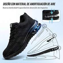 SEGURITO Zapatos de trabajo, tenis industriales hombre/mujer, bota industrial, botas de casquillo, zapatos industriales, zapatillas malla transpirables, antideslizantes, a prueba de pinchazos, ofrece una pisada cómoda. Adecuado para trabajadores de la construcción, personal de almacén, entornos de trabajo y actividades al aire libre. - Negro - Ver 8