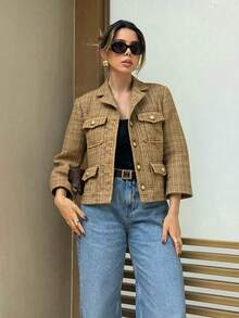 Plus Size Blazers - Camel - View 3