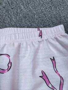 Set pigiama cardigan con colletto arricciato e fiocco rosa, set pigiama carino per ragazze pre-adolescenti per il sonno autunnale, set pigiama abbinato con camicia a fiocco rosa per ragazze pre-adolescenti - Rosa - Visualizzare 4