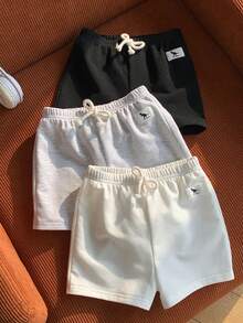 SHEIN 3pcs Baby Boy Elastic Waist Sports Shorts Set With Decorative Ribbon - Multicolor - View 5