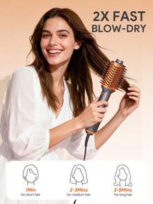 JMMO 5-In-1 Hot Air Styler Set, Hair Dryer Brush, High-Speed Frizz-Free Blow Dryer For Fast Drying, Curling Volumizing Smoothing & Styling, Hair Styler, Straightening Curler, Grey-EU Plug - EU C Type Plug(220-240V) - View 2