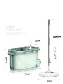 Mop Bucket With 360 ° Rotating Mop System - Includes Ultra-Fine Fiber Mop Heads, Adjustable Handle, Plastic Structure, Perfect For Bathroom, Kitchen, And Store Floor Cleaning, Mop Bucket | Ergonomic Handle | Plastic, Bathroom Mop Bucket - Multicolor - View 10