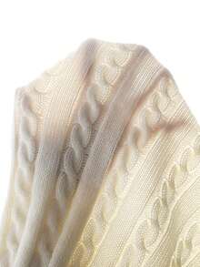 Girls' Sleeveless Twist Rope A-Line Knitted Dress, Holiday Vacation Casual Style, Ivory, Christmas, School, Daily Versatile Knitted Dress White Knitted Dress Cable Knit Dress - White - View 4