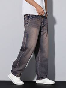 Manfinity Homme Quần jean denim nam màu trơn kiểu dáng thường ngày - Nhiều màu - Xem 5