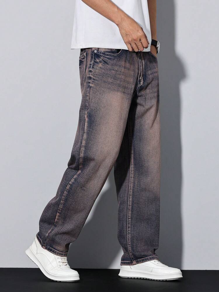 Manfinity Homme メンズ 無地ポケット カジュアル ストレートレッグ