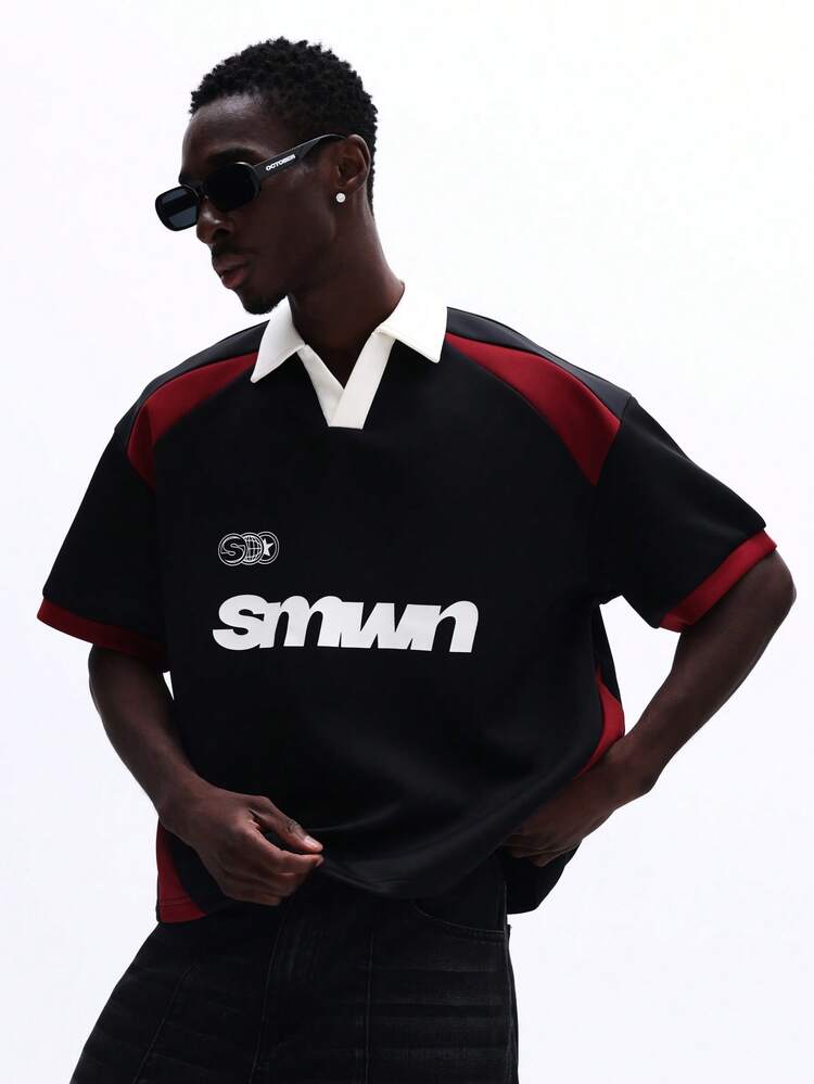 Kurz geschnittenes Polo-Shirt mit Farbblock-Design