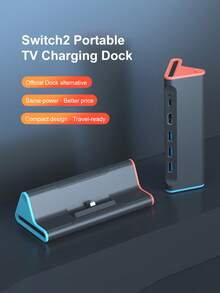 Teckwe Switch 2 遊戲主機 TV 接駁底座，附 Type C/USB 接口、USB 3.0 快充底座支架 - 彩色 - 查看 3