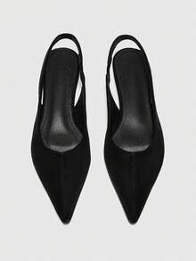 CUCCOO BIZCHIC 简约纯色尖头平底套脚休闲通勤鞋，简约百搭，无后跟设计，适合办公室穿着。 - 靜夜黑色 - 查看 2