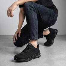 SEGURITO Zapatos de trabajo, tenis industriales hombre/mujer, bota industrial, botas de casquillo, zapatos industriales, zapatillas malla transpirables, antideslizantes, a prueba de pinchazos, ofrece una pisada cómoda. Adecuado para trabajadores de la construcción, personal de almacén, entornos de trabajo y actividades al aire libre. - Negro - Ver 4