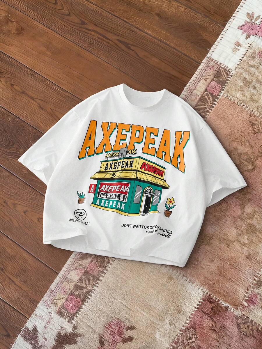 SWAVVY Camiseta de manga corta con estampado de eslogan frontal para mujeres - Blanco - Ver 1