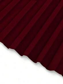 Modelyn 复古设计小众棕色不对称拼接A字褶裙（女款） - 紅色 - 查看 4