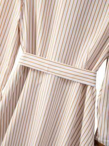 GlowEve CURVE Plus Size Striped Patchwork Contrast Color Long Sleeve Dress - Multicolor - View 6