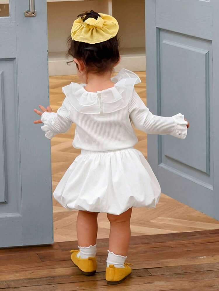 Baby Girl Elastic Waist Cute Solid Color Tutu Skirt Spring