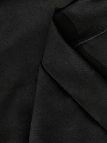 Anewsta Women's Modern Washed Denim Patchwork Loose Polo Collar Sweatshirt - Black - View 8