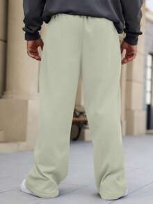 Manfinity Homme Plus Size Men's Loose Casual Versatile Simple Design Sweatpants - Khaki - View 2