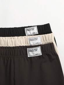 SHEIN Bộ quần legging 3 món dành cho bé gái tuổi teen, dáng ôm, thoải mái, cạp trung bình, họa tiết jacquard. - Nhiều màu - Xem 4