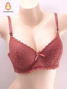 Sujetadores cotidianos para mujeres de talla B - piezas en 6 colores, con diseño de patrones florales de encaje y corte vacío en los lados laterales. Son cómodos, con banda elástica de gran elasticidad, soporte ascendente, armazón y tirantes ajustables - Multicolor - Ver 6