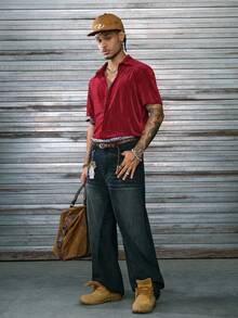 AXEPEAK 男士素色前紐扣襯衫