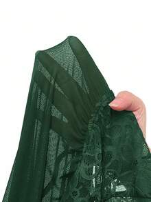 Đầm slip hở lưng xẻ cao màu trơn phối ren cho nữ - Màu xanh Ô liu - Xem 7