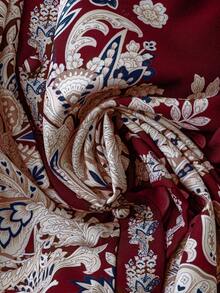 DreamSkyne Court Retro  Plus Size Elegant Romantic Open Front Lantern Sleeve A-Line Dress For Women Fall Cloth For Women - Burgundy - View 4