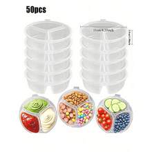 5/10 /30/50 Pieces Colorful 3 Compartment Snack Box Containers With Lids - Reusable, Portable, Leak Proof Plastic Sauce And Dipping Sauce Containers For On-The-Go Snacks Picnics Condiments And Meal Prep - Multicolor - View 14