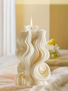 1个几何螺旋硅胶模具，螺旋形设计 - 适用于香薰蜡烛、肥皂、蜡、树脂浇铸、蛋糕甜点、慕斯装饰，适合情人节、母亲节、节日礼物、生日礼物、DIY装饰 - 白色 - 查看 5