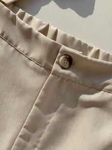 Comfortcana Ladies' Single-Breasted Suit Vest And Shorts Set In Fall/Winter - Apricot - View 7