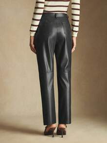 BizChic 2025秋冬新款女士时尚通勤口袋PU皮裤，百搭别致优雅都市浪漫西部朋克Y2K乡村音乐节复古韩版机场旅行街头婚礼宾客生日派对商务休闲办公室约会装扮