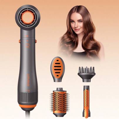 五合一熱風梳，集吹風梳和空氣捲髮造型器於一體，採用負離子技術，可用於吹乾、捲髮、拉直和造型，是送給女性的節日禮物 - 美規插頭