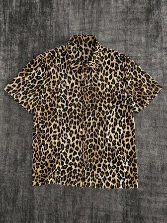 GENTILAND Men's Fashionable Leopard Print Shirt, Summer