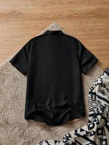SWAVVY Loose Fit Men's Colorblock Letter Print Graphic Shirt Without T-Shirt - Multicolor - View 2