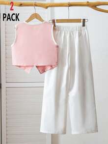 Bộ áo tank top và quần dài phối họa tiết hoa tương phản, thích hợp mặc hàng ngày cho bé gái tuổi teen. - Nhiều màu - Xem 2