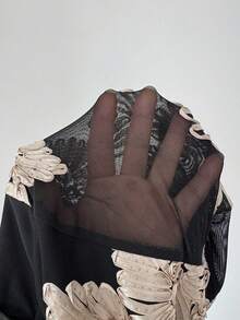 Rafferiza Women's Cross-Neck Deep V-Neck Design, Mesh Embroidery, Three-Dimensional Flowers, Knitted Tight Stretch Dress, Valentine's Day,Suitable For Daily Wear, Weddings, Banquets, Daily Commutes, Graduation Parties, Festival Events - Black - View 5