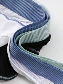 WENEZON 2pcs/Set Men's Seamless Comfortable Contrast Waistband Thong Underwear