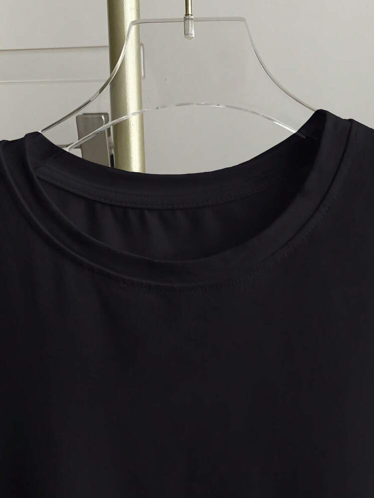 Franclia 여성용 플로럴 프린트 캐주얼 다용도 반팔 티셔츠, 휴가에 적합 - 블랙 - 보기 3