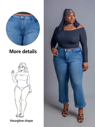 CurvyTilda 加大码女式镂空印花口袋喇叭裤夏季秋季返校季 Y2K 七月四日 2000 年代风格街头潮流朋克机场约会夜外出休闲百搭牛仔裤水钻牛仔裤