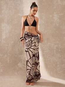 Lumalex 女士夏季沙滩度假印花裹身系带纱笼裙 - 彩色 - 查看 5