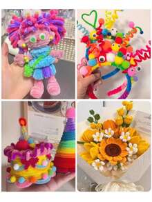 100/200/300/500pcs Golden Yellow Pipe Cleaners Craft Supplies, Multi-Color Chenille Stems, Encrypted Chenille Stems, Soft Twists Stickes, Pipe Cleaners Stems For Art And Craft Projects Creative DIY Decorations - Golden yellow - View 5