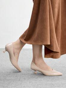 CUCCOO BIZCHIC Women's Pointed Toe Low Heel Classic Simple Basic Commute Work Party Pumps - Deep Apricot - View 3