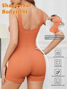 1件无缝女士塑身连体衣 - 珊瑚橙 - 查看 2