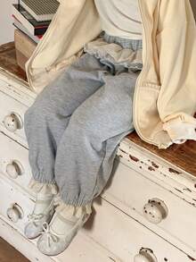 DAZY Young Girl Ruffle Patchwork Elastic Waist Casual Loose Sweatpants