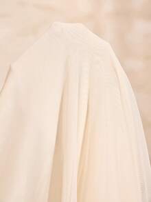 Côtesoire French Elegant Romantic Mesh Patchwork Lantern Sleeve A-Line Maxi Women Nightgown - Apricot - View 7