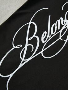 TOKVUE 男士街头风 INS “This City”撞色刺绣T恤，适合户外音乐节、休闲外出、朋友聚会、送给男友/老公的礼物、周年纪念礼物 - 黑色 - 查看 6