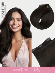 7PCS Straight Clip In Hair Extensions 100% Real Human Hair 14-24 Inch 115G Double Weft Invisible Clip Hair Extensions Remy Natural Human Hair For Women Girls Daily Use - S2 - View 1