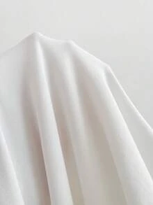 Elamini Áo nữ màu đen cổ lệch, tay cánh dơi, xếp ly eo, thiết kế tối giản cổ điển thanh lịch, đa năng cho công sở, hẹn hò và mặc thường ngày. - trắng - Xem 8