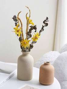 1 Bình gốm đơn giản Trang trí bàn ăn Trang trí đám cưới Trang trí phòng khách nhà Bắc Âu Bình hoa - trắng - Xem 3