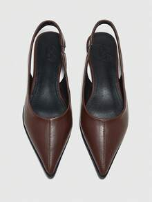 CUCCOO BIZCHIC Zapatos planos minimalistas de unicolor con punta puntiaguda, de estilo casual y sencillo, sin respaldo, para uso en la oficina - Marrón Mocha - Ver 2