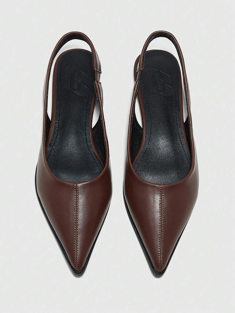 CUCCOO BIZCHIC Minimalist Solid Color Pointed Toe Flat Slip-On Casual Commuting Simple Basic Matching Backless Flat Shoes, Office Wear Spring Shoes