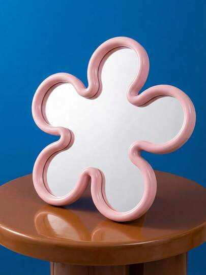 Joivida 1pc Irregular-Shaped Flower Makeup Mirror, Floral Design, Glass Surface, Suitable For Dressing Tables, Bathrooms, Bedrooms - Elegant Dressing Mirror, Bathroom Mirror, Decorative Mirror, Durable Structure, High Appearance Level Irregular-Shaped Ornaments