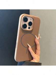 Luxury Bright Fluorescence Liquid Silicone Case Compatible With IPhone 17 Air 16 15 14 13 12 17 Pro Max Plus For Magnetic Soft Cover - Brown - View 14